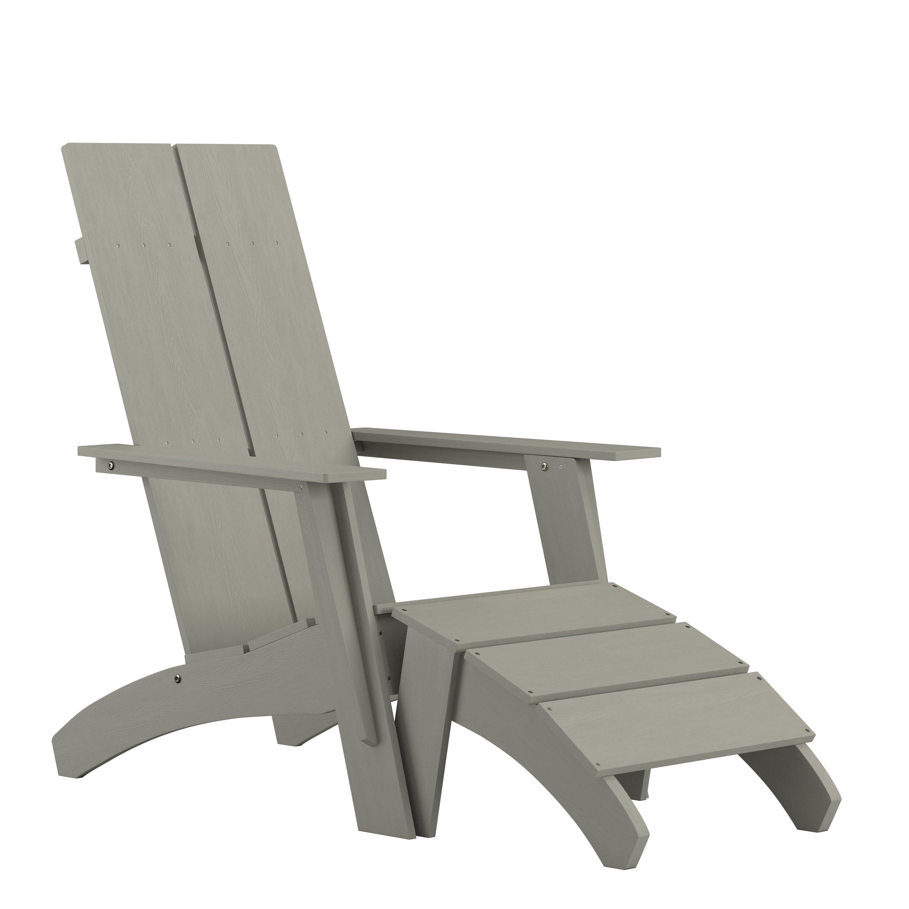 Modern All-Weather Poly Resin Adirondack Chair with Foot Rest - River City Play Systems