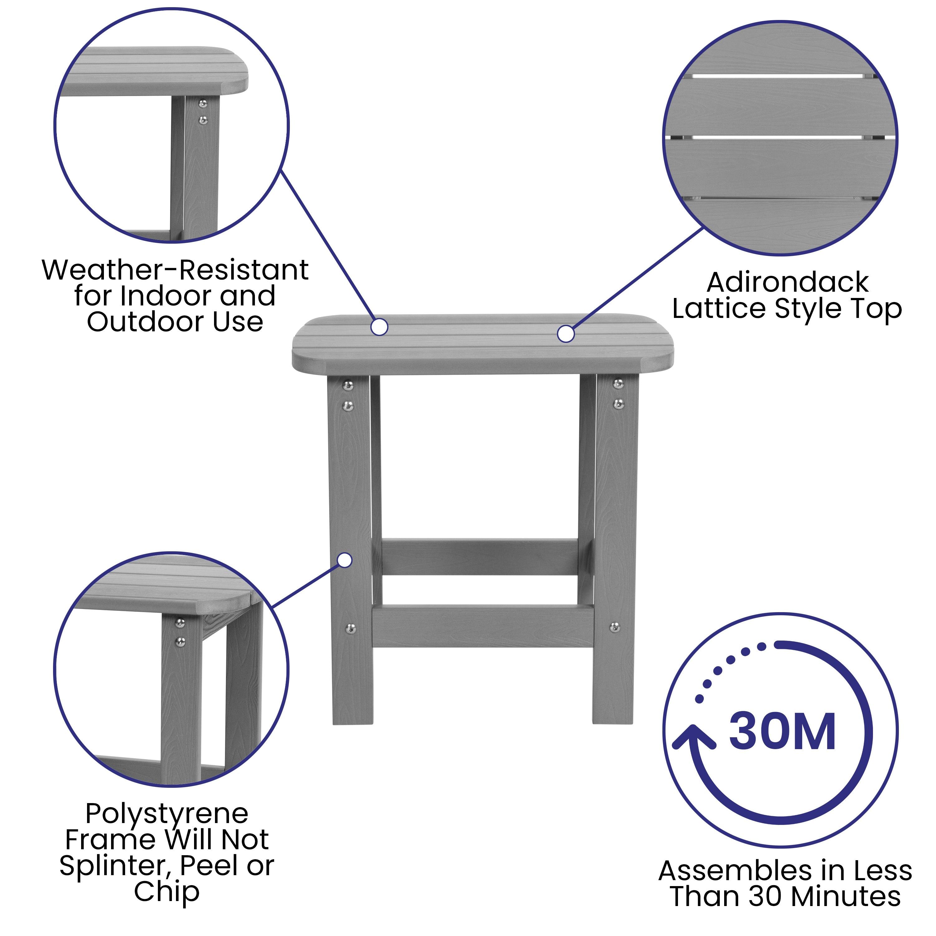 All-Weather Poly Wood Adirondack Style Side Table - River City Play Systems