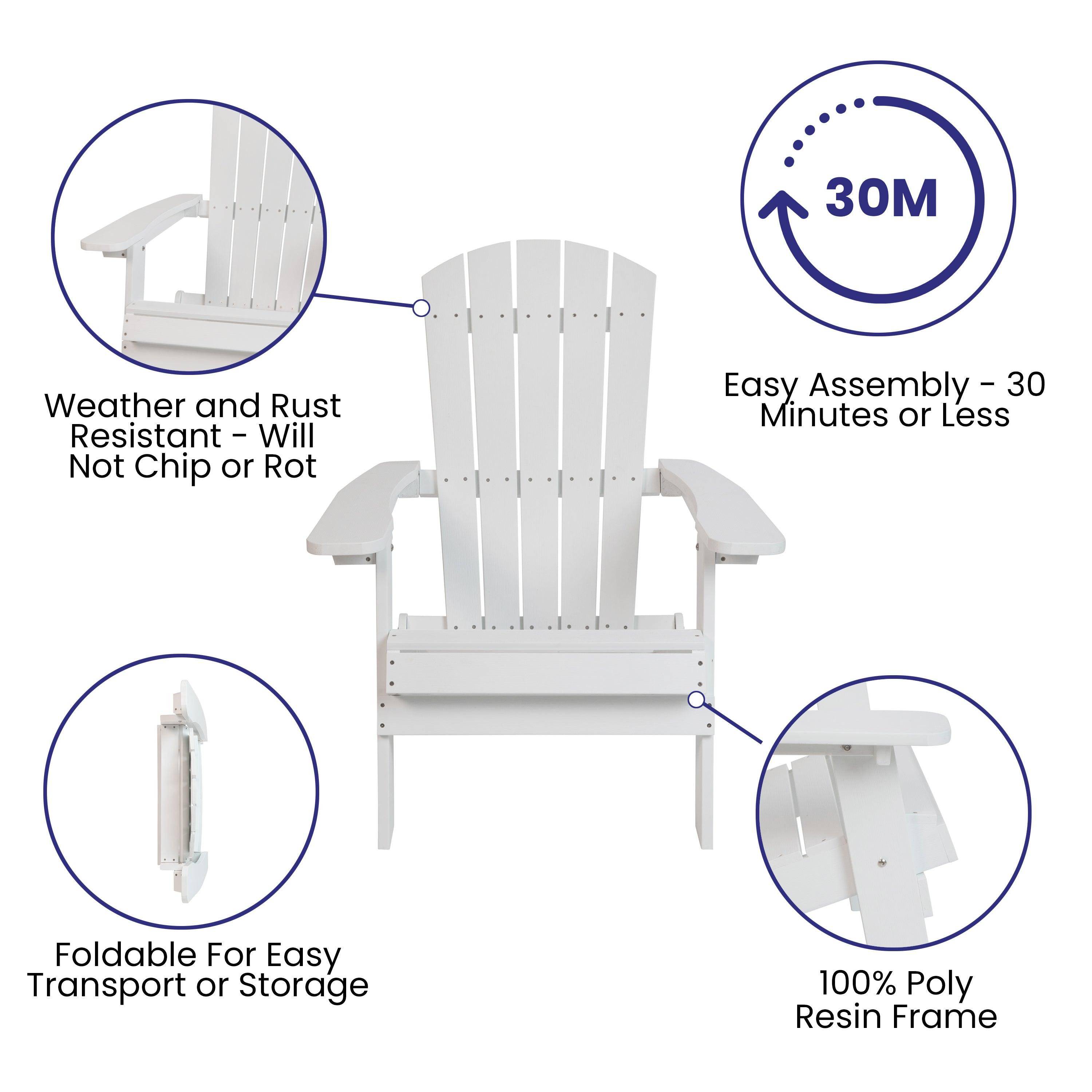 Folding Adirondack Chair | All-Weather Poly Resin - River City Play Systems