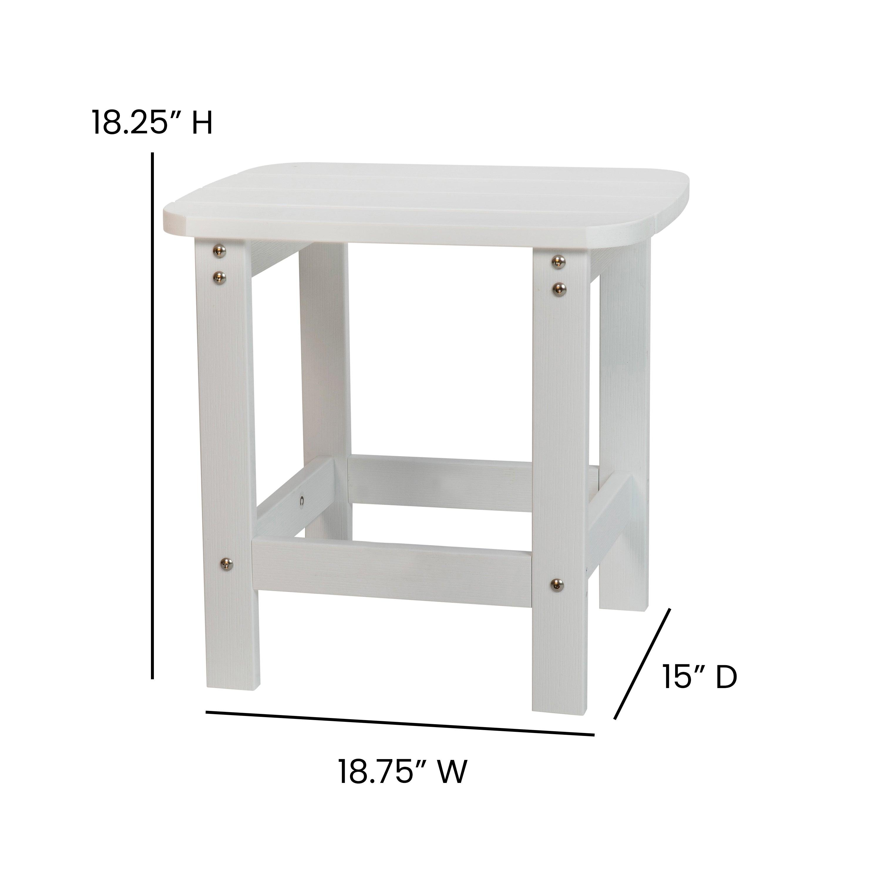 2 All-Weather Poly Resin Wood Adirondack Chairs with Side Table - River City Play Systems